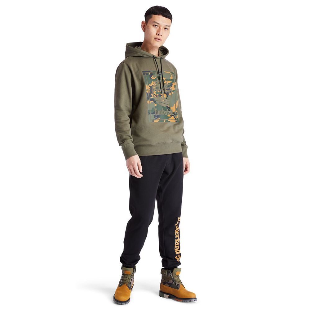 Moletom Masculino - Timberland Camo Tree-Logo Hoodie - IWGDS5834 - Verde Oliva
